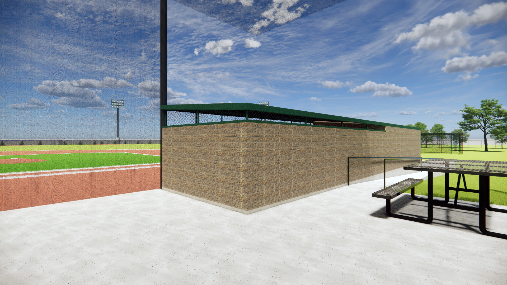Rendering of a dugout at the new CiCo baseball/softball complex