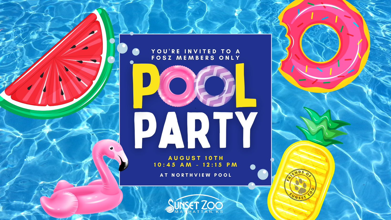 FOSZ Pool Party for members only on August 10th