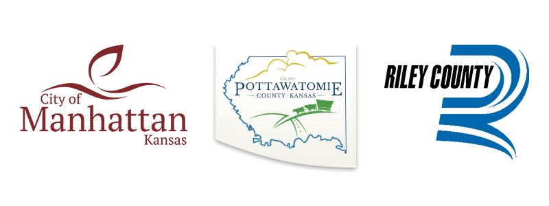 logos for the City of Manhattan, Pottawatomie County, and Riley County